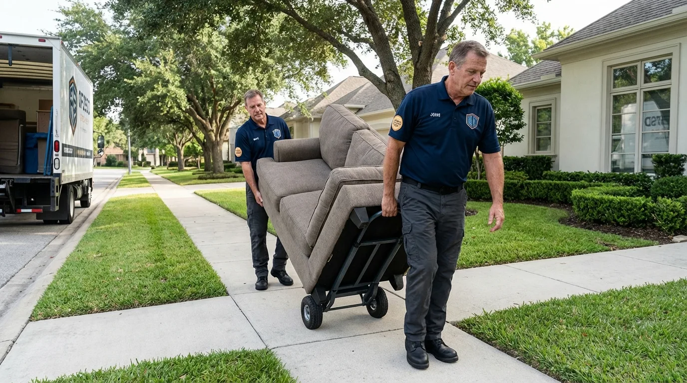 Local residential moving crew loading furniture in Chowchilla, CA